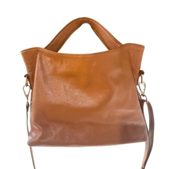 Paste Leather Handbag or Crossbody, Adjustable Shoulder Strap, Burnt Orange - Picture 6 of 16